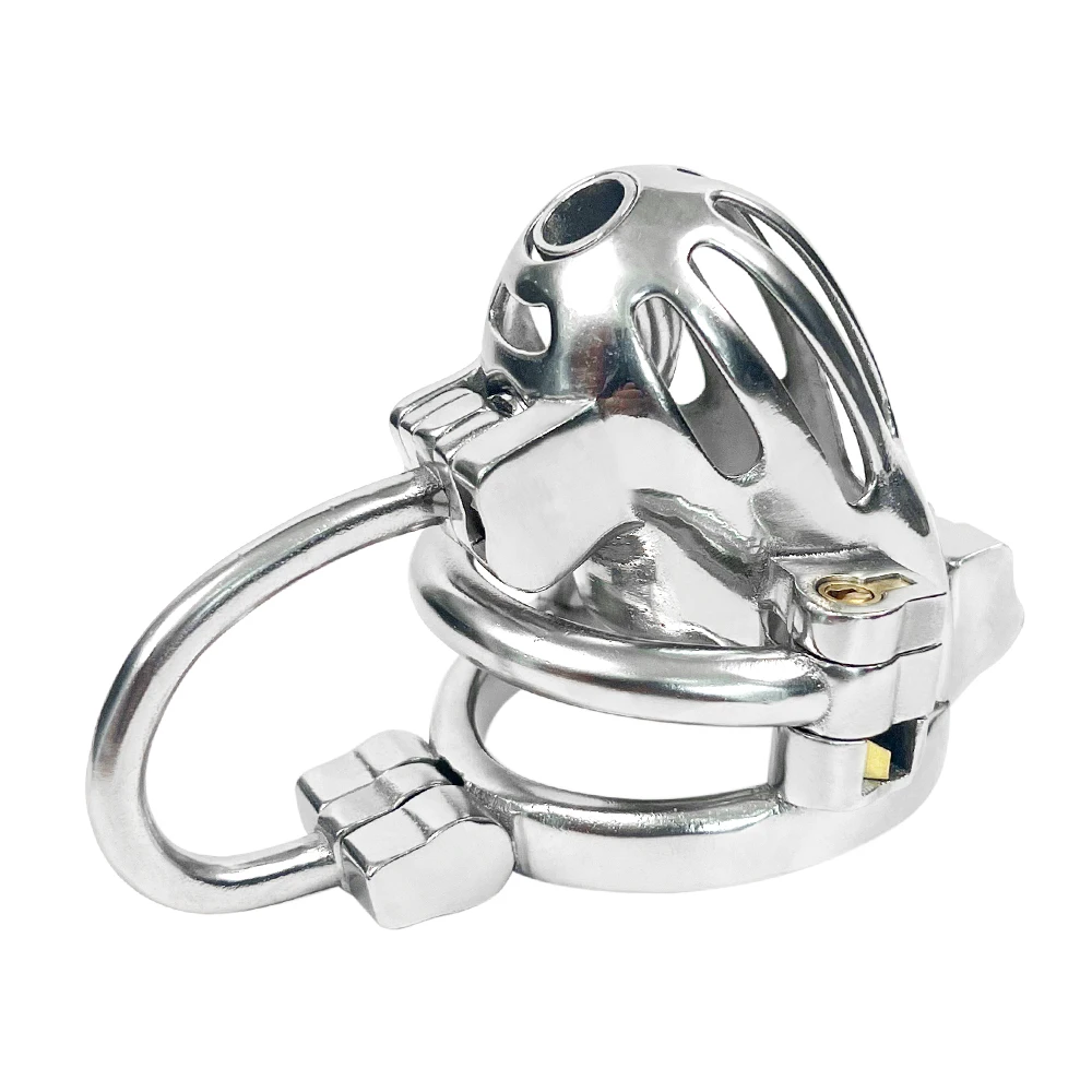 Male Desire Control Chastity Lock, Penis Cage with Cock Ring, Adjustable Genital Restraint for Abstinence & Bondage Play