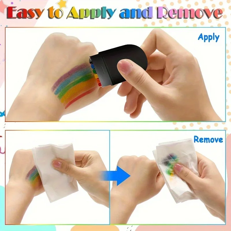1Pcs Rainbow Crayon Paint Rainbow Birthday Party Colourful Theme Party Accessories Party Family Costume Gift Body Painted Face