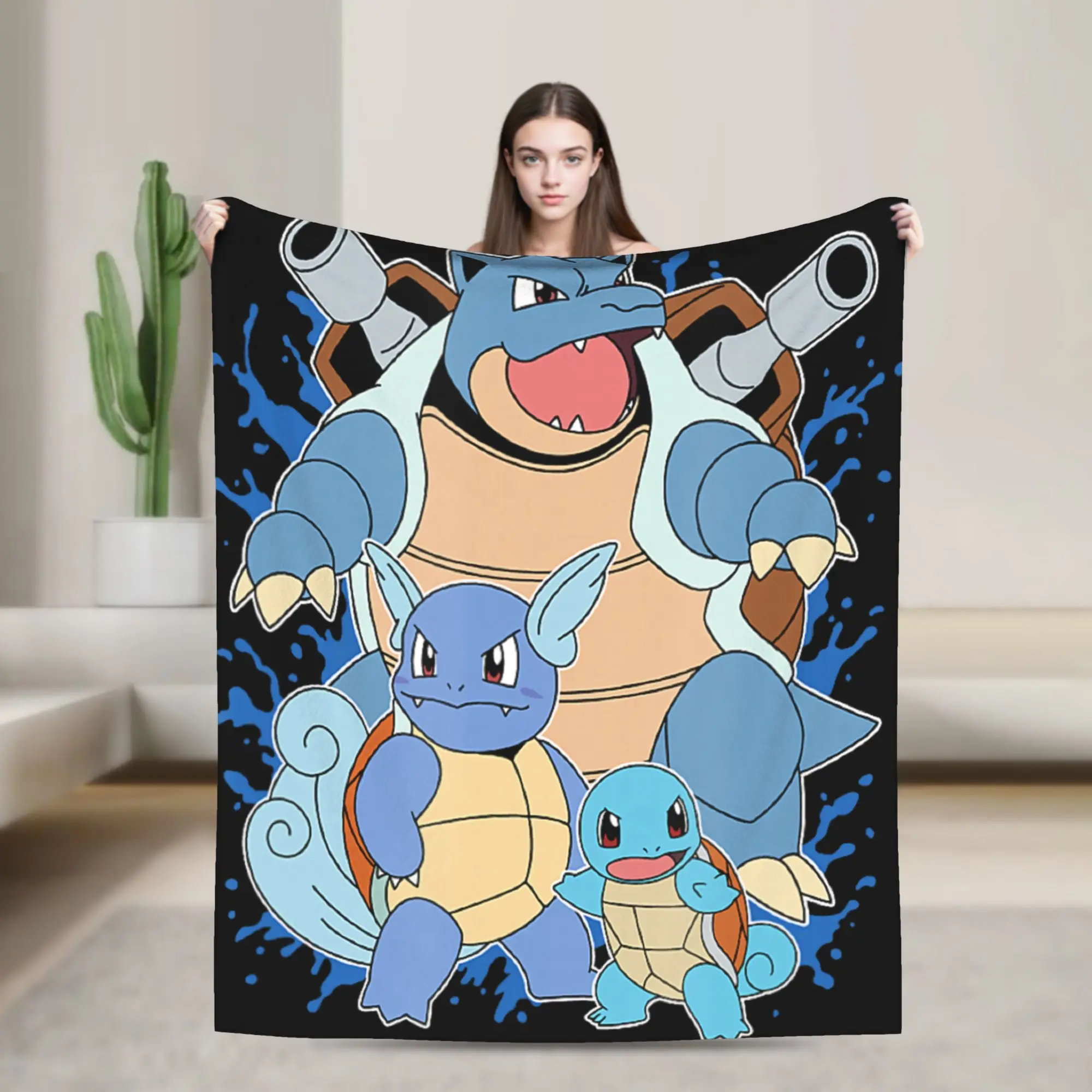 Squirtle Evolution Flannel Blankets Autumn  Super Warm Throw Blanket for Kids Home Decor Print Bedspread Sofa Bed Cover