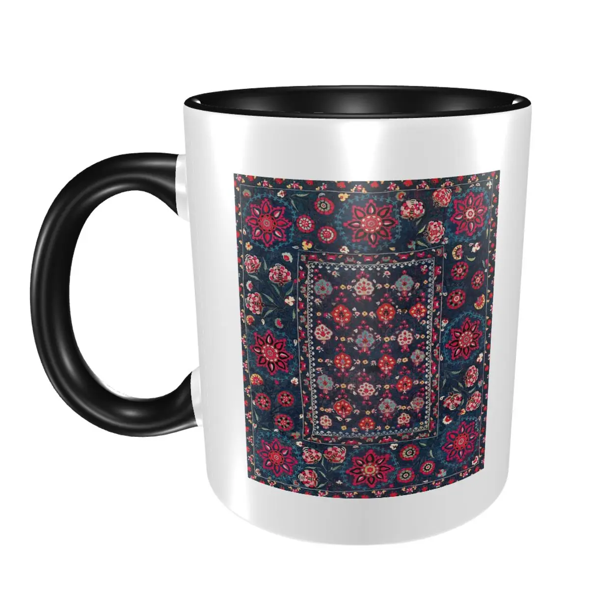 Lakai Suzani Shakhrisyabz Uzbek Embroidery Print Mug Funny Ceramic Coffee Cups Tea Mugs Milk Cup Drinkware Gift for Woman Man