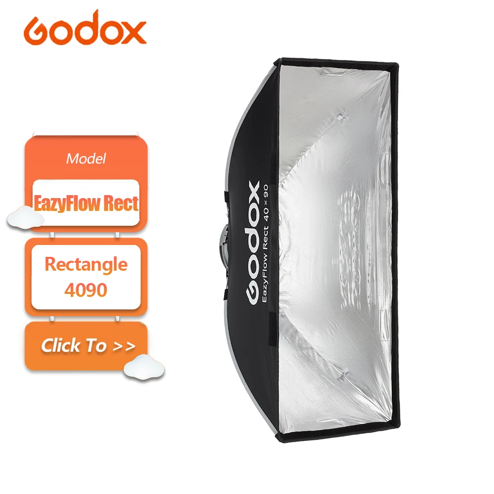 Godox EazyFlow Rect 40 X 90 Foldable Softbox (15.7 X 35.4') Strip-Shaped Softbox with Quick Release Mechanism Foldable Design