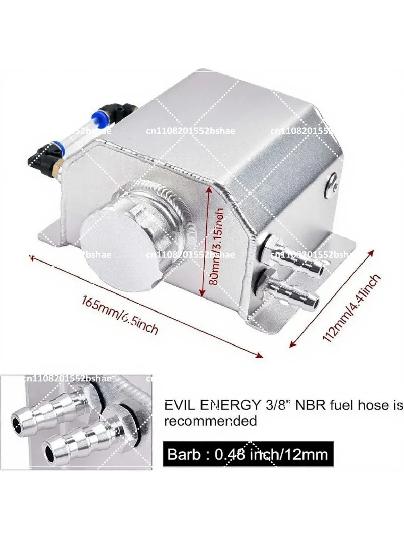 Universal 1L Square Oil Catch Can Overflow Tank Aluminum Alloy Coolant Reservoir for Vehicle