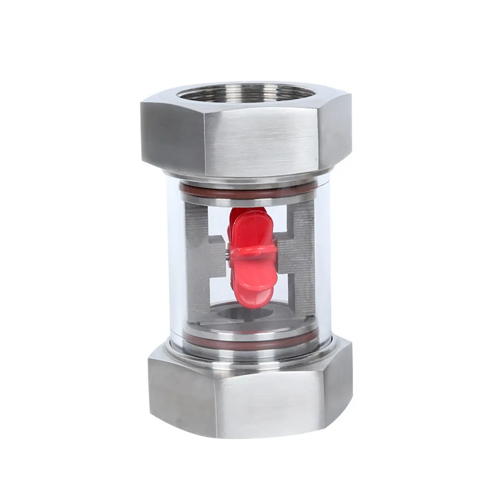 1/4" 3/8" 1/2" 3/4" 1" BSPT Female In-Line 304 Stainless Steel Window Sight Flow Indicator With Impeller Hydraulic Oil Water