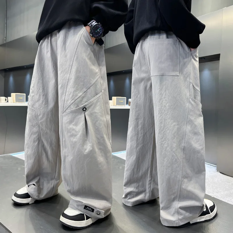 Boys' Casual Wide Leg Pants Spring Autumn New Streetwear Children's Trendy Brand Loose Fit Cargo Pants Trousers for Teens Kids 3