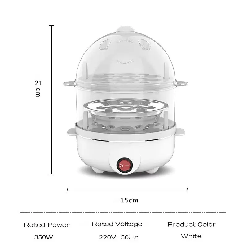 2024 Multifunctional 220V Electric Egg Boiler Double Layers Egg Cooker Mini Steamer Poacher Kitchen Cooking Breakfast Machine