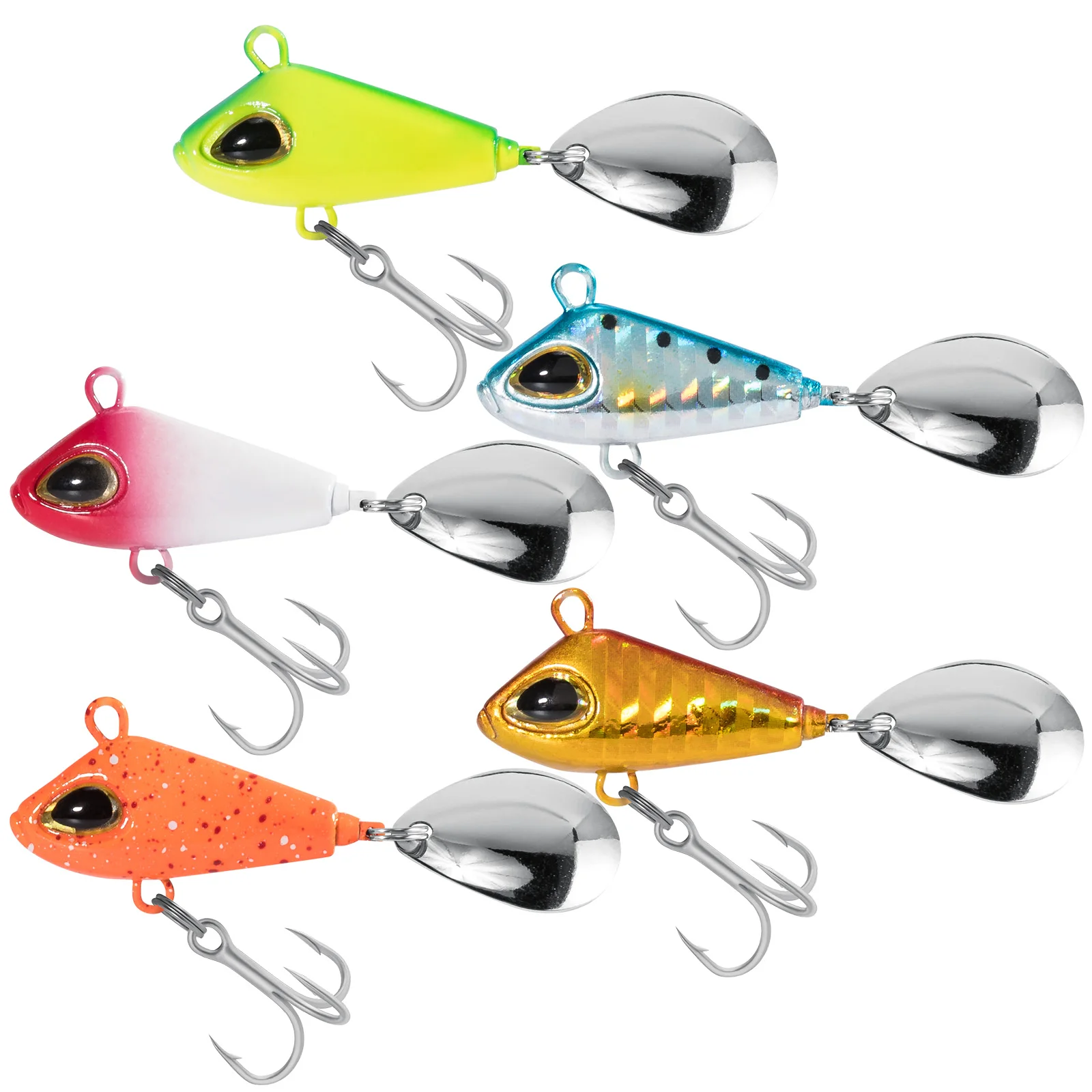 5pcs Metal VIB Fishing Lure Rotating Vibration Bait Spinner Spoon Crankbait for Pike Zander Trout Spinning Wobbler Jig