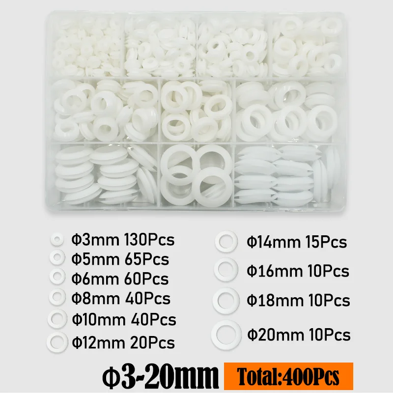 400/90 Stück Gummidichtungsring, doppelseitiger Gummitüllenring, ungiftig, geruchlos, zum Schutz von Draht, Kabelloch, Unterlegscheiben, Dichtungsscheiben – Detail 7