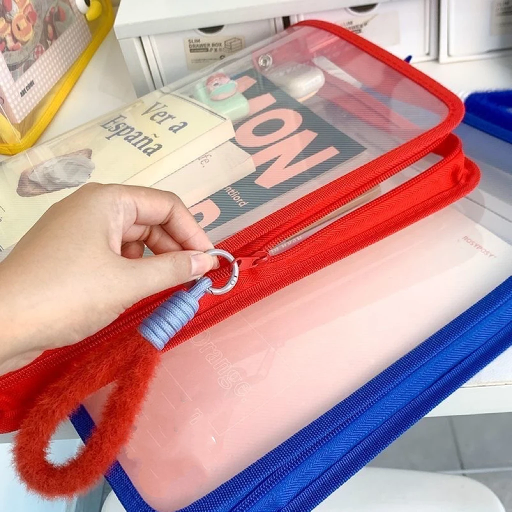 1pcs Transparent Zipper Pouch Document Bag Waterproof Zip File Folders A4 School Office Supplies Pencil Case Storage Bags