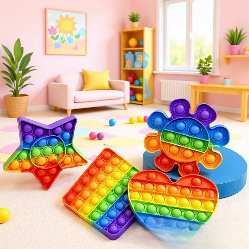 TOP Rodent Control Pioneer Children's Educational Decompression Press Music Silicone Toy Rainbow Surprise Gift antistress toy