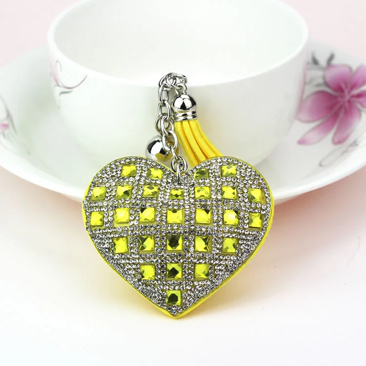 luxury Heart Shape Crystal Keychain Pendant With Metal Keyring for Women\'s Bags and Car Key Accessories Wholesale Price