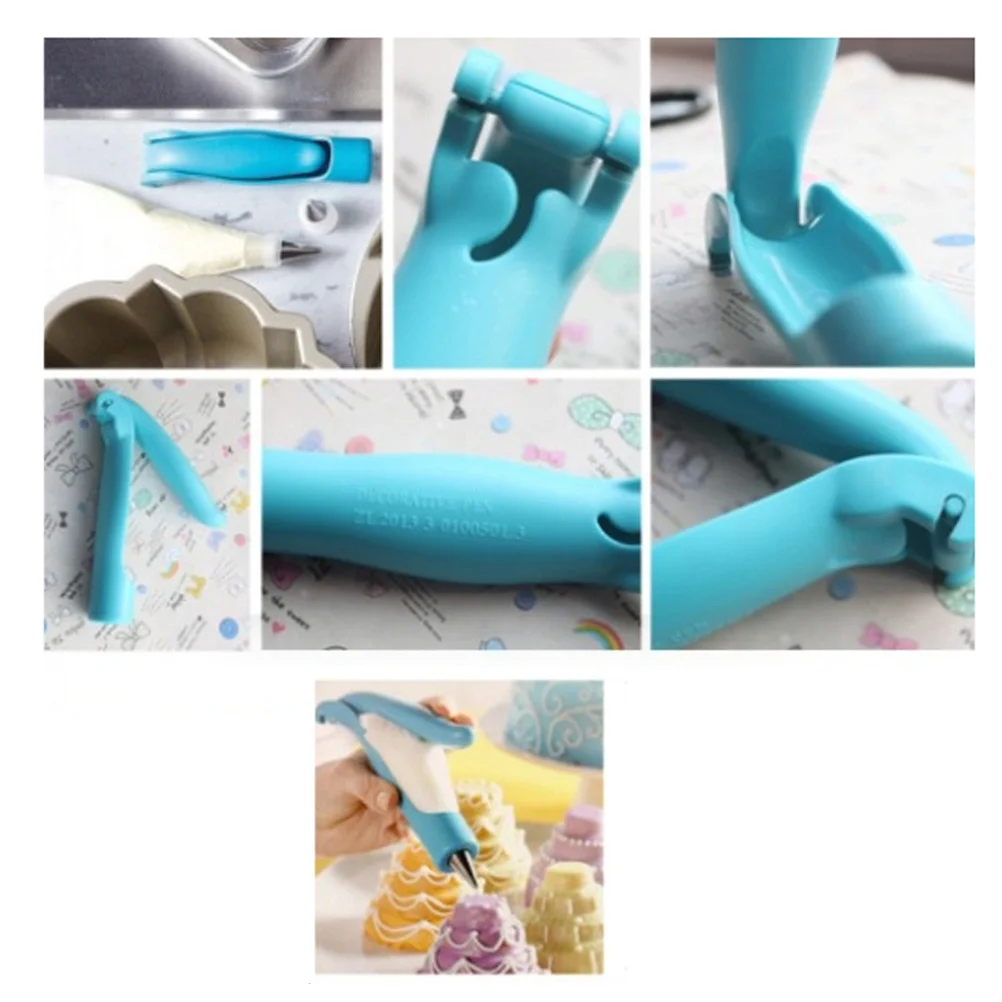 

6Pcs Cake Decorating Pen Tool Kit Food Grade Silicone Icing Piping Tips Nozzles Bags DIY Fondant Sugar Paste Cookie Chocolate