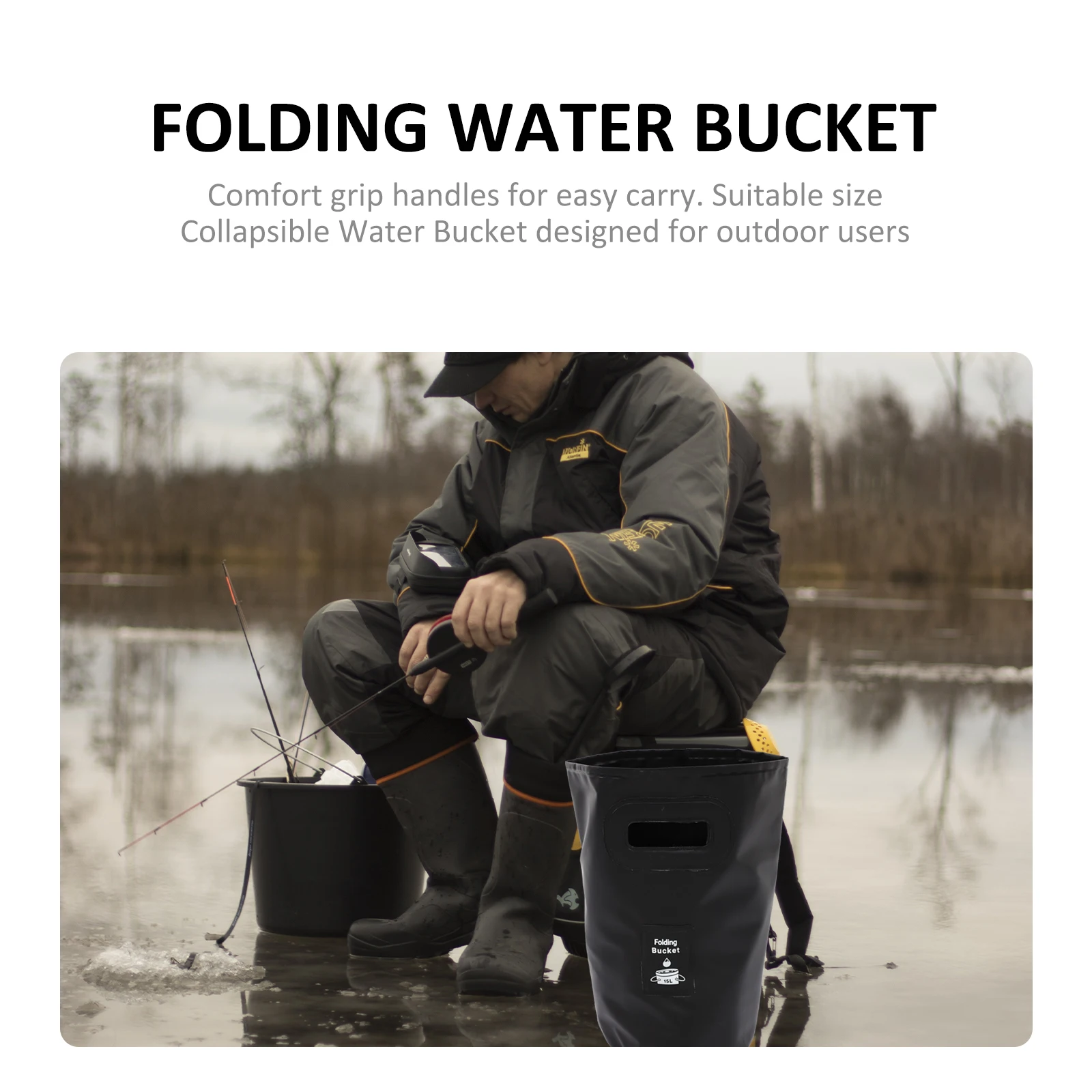 

1pcs 15L Foldable Water Bucket Camping Fishing Large Capacity Portable Container For Outdoor Emergency Storage Car Washing
