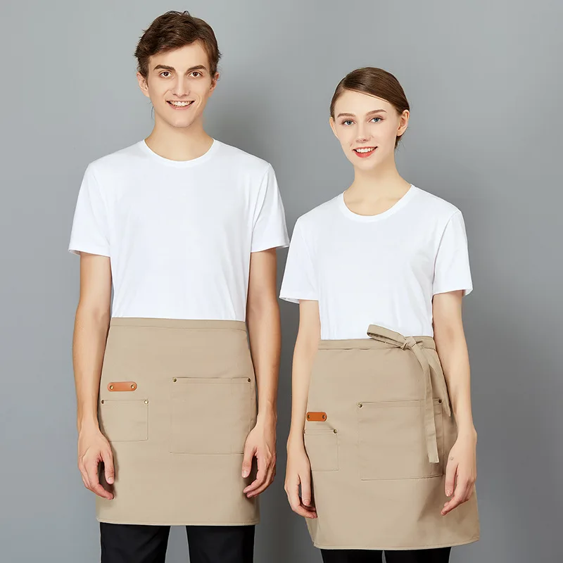 Canvas denim apron milk tea coffee hot pot restaurant Korean style fashion waiter half work clothes