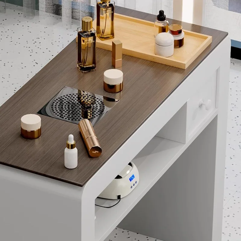 Minimalist Glam Nail Table With Led Light Professional Small Modern Nail Table Italian Aesthetic Mesa Uñas Manicura Furniture