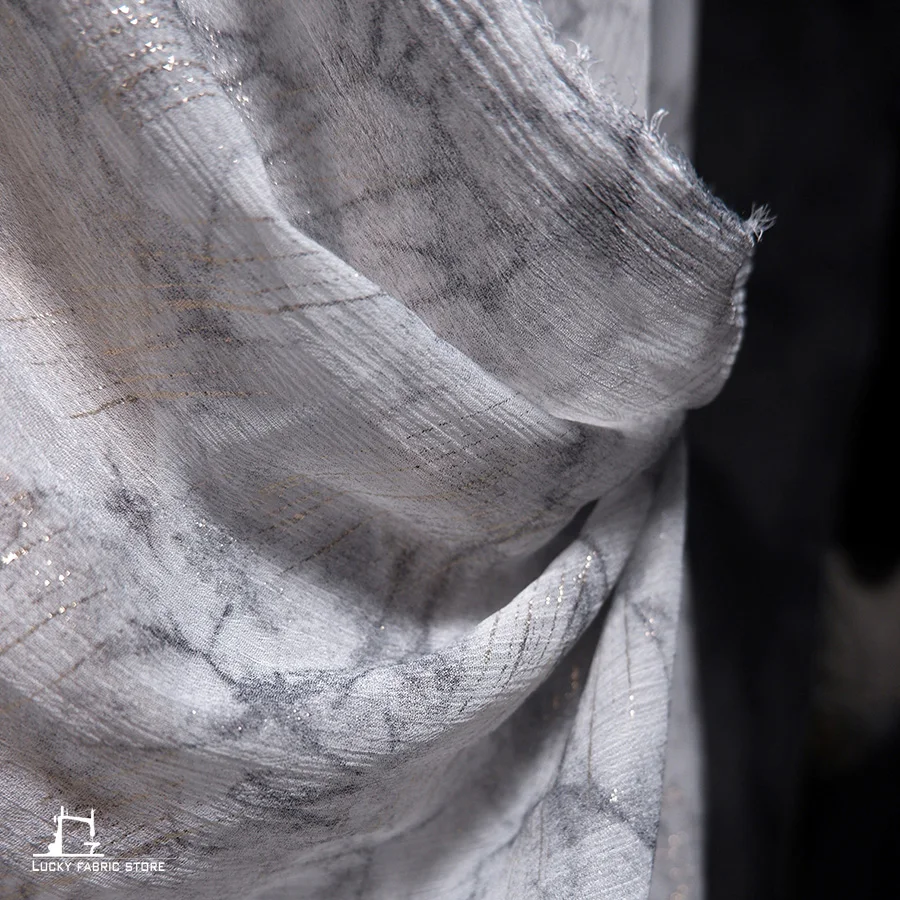 Marble, filigree, cracked, slightly transparent, summer light dress fabric, designer fabric