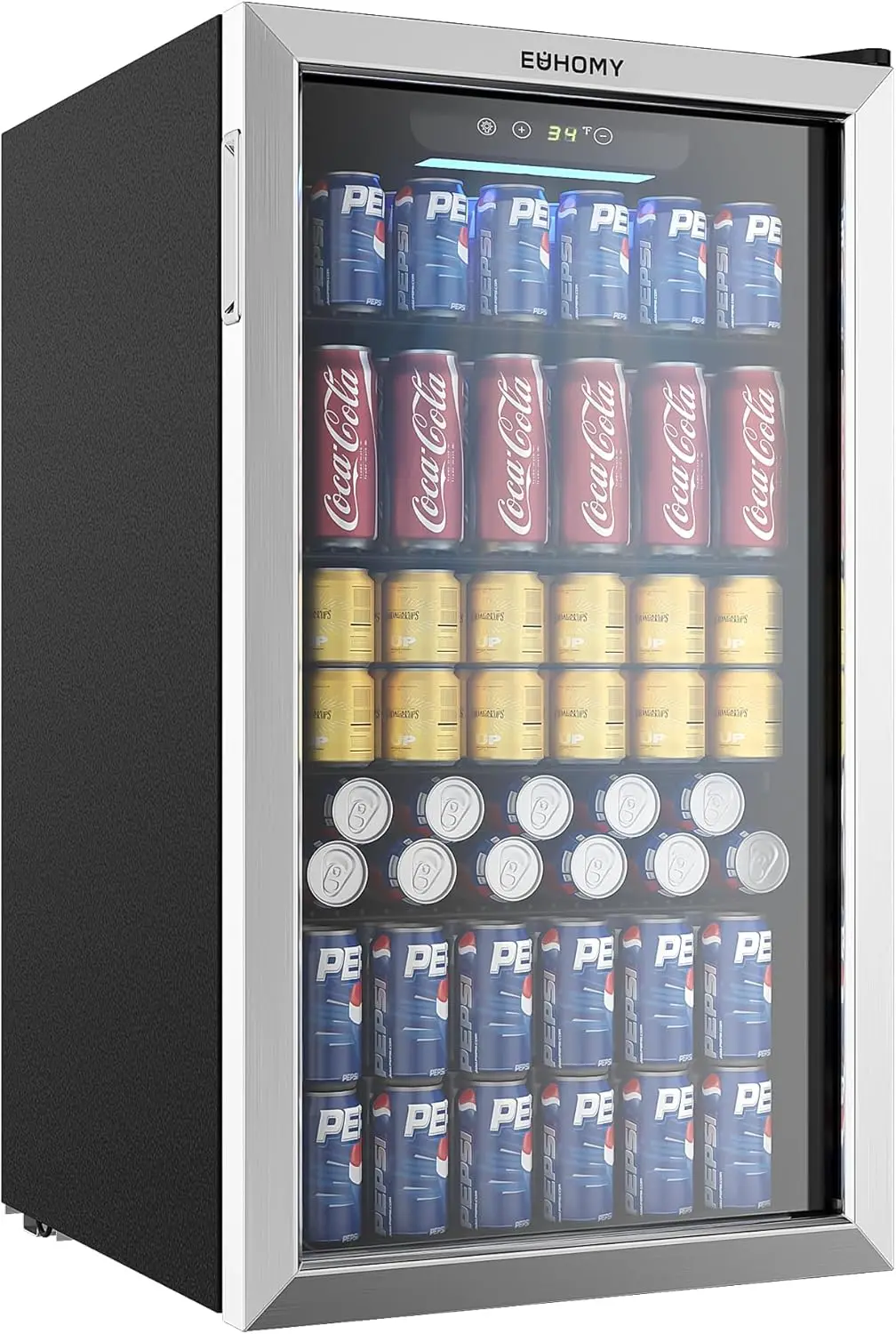 Beverage Refrigerator and Cooler, 126 Can Mini fridge with Glass Door, Small Refrigerator with Adjustable Shelves for Soda Beer