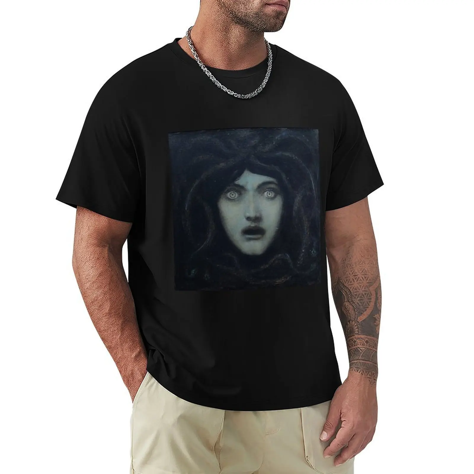 

Head of Medusa, by Franz Von Stuck T-Shirt for a boy summer top funny costumes Men's cotton t-shirt