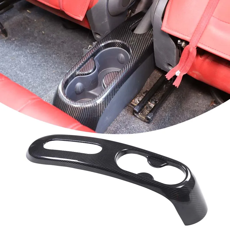 

For Fiat 500 2007-2015 Real carbon fiber car central control handbrake water cup panel frame decorative sticker car accessories