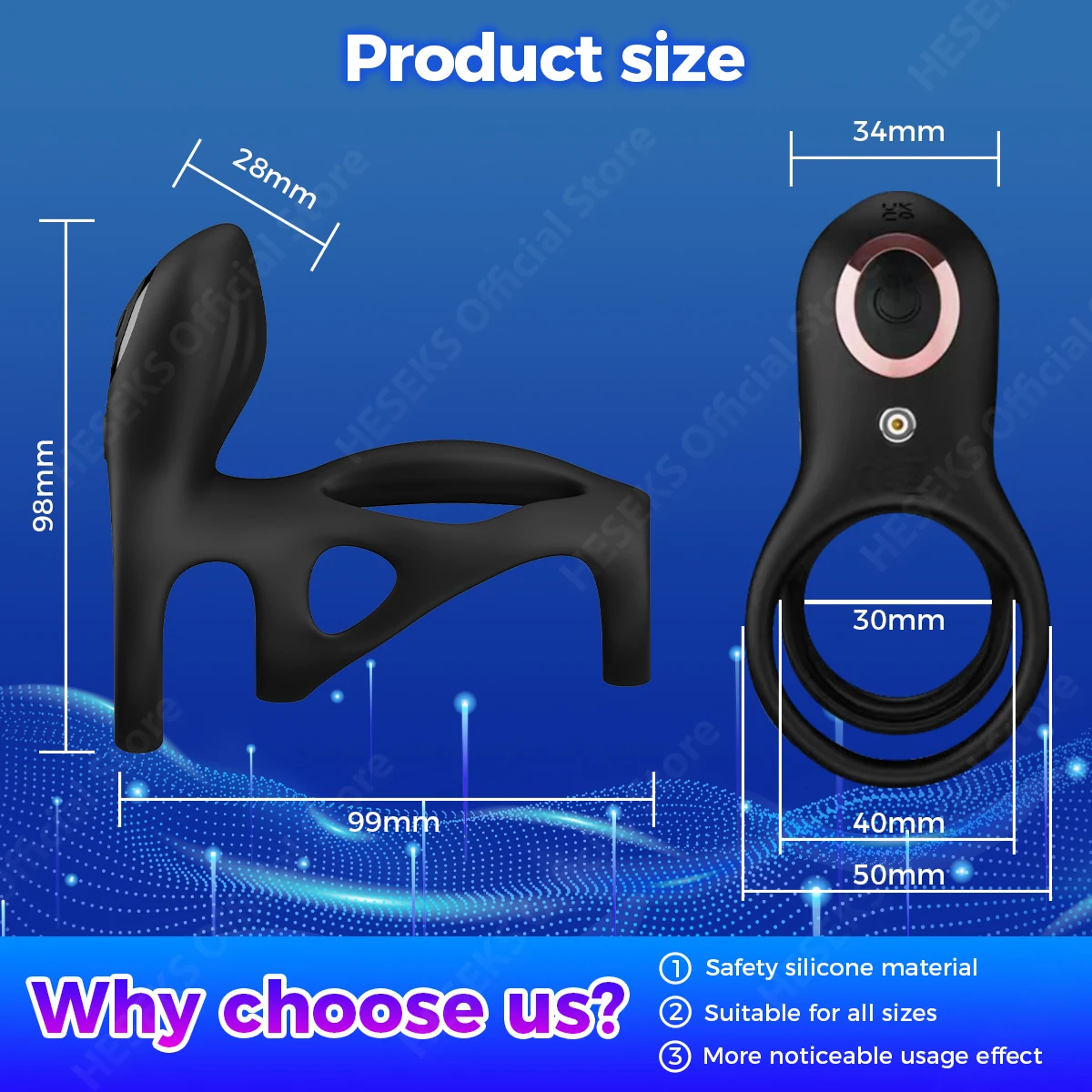 HESEKS Vibrating Cock Ring with Clitoral G Spot Stimulation Chastity Cage Penis Ring Male Vibrator Sex Toys for Men Couple