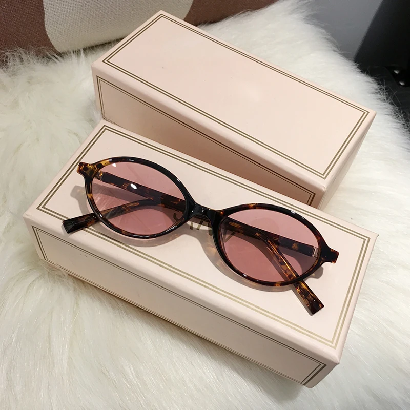 Trendy Oval Sunglasses Women Brand Designer 90s Tortoiseshell Frame Brown Round Sun Glasses Vintage Shades Eyewear Female UV400