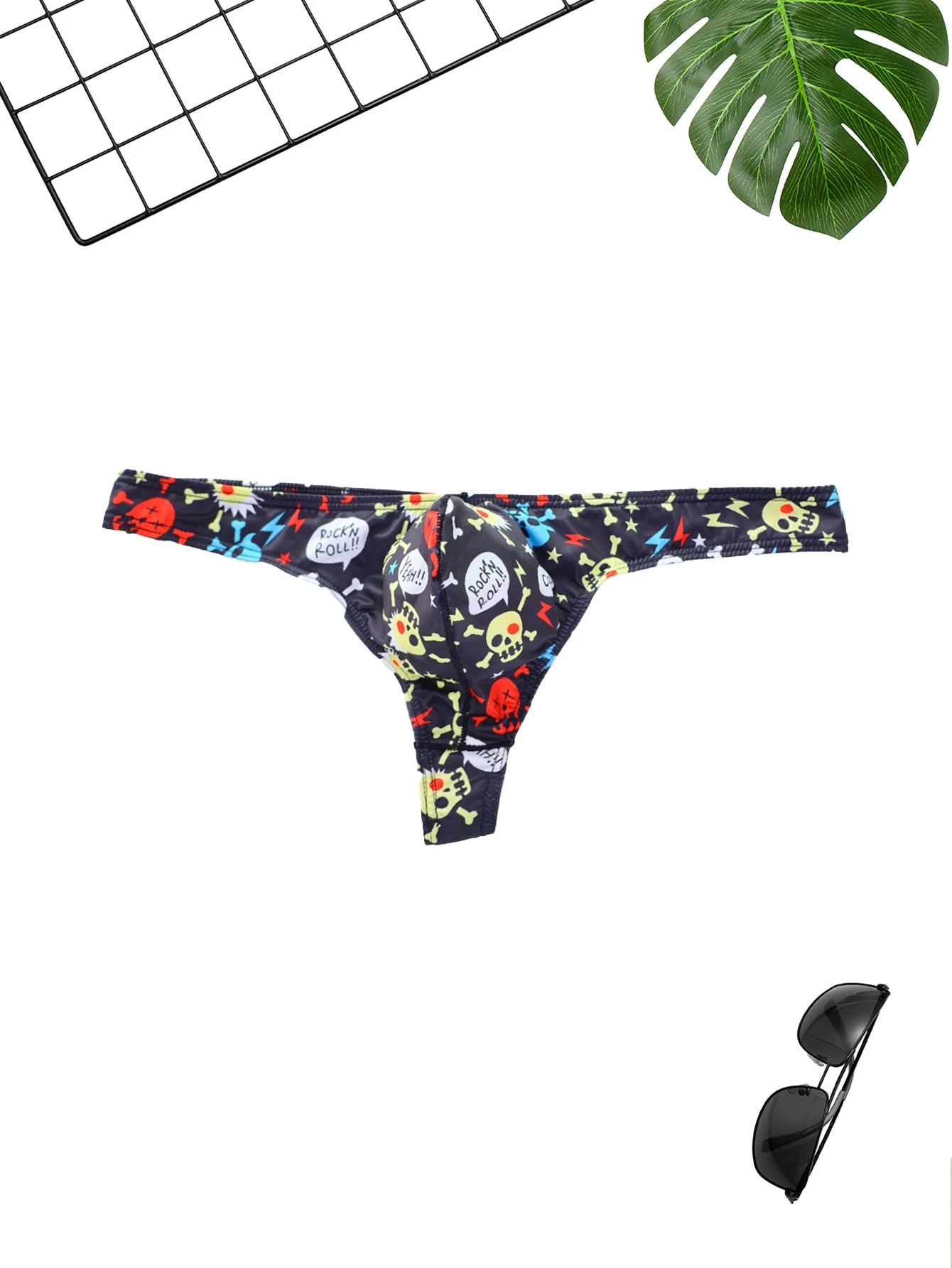 3 قطعة ثونغ الرجال المألوف الجمجمة طباعة منخفضة الخصر مثير الرجال ملابس داخلية رياضية غير رسمية مريحة وناعمة الرجال سيور