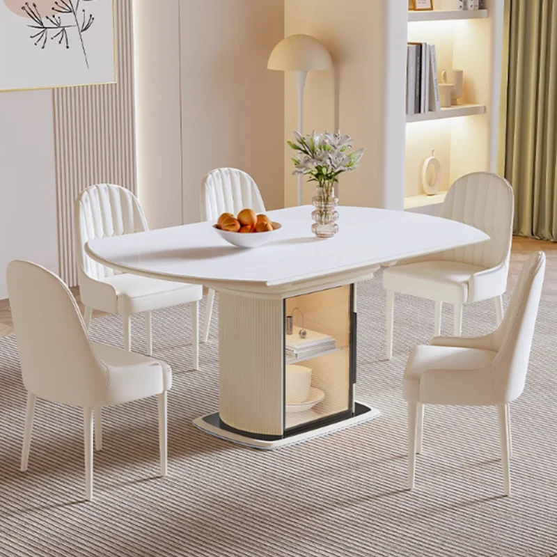 

Extendable Luxury Dining Table Folding Unique Italian Kitchen Dining Table Round White Nordic Mesas De Jantar House Accessories