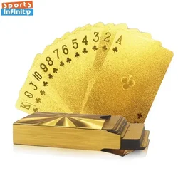 Cartes à jouer en feuille d'or, plastique doré, cartes de poker en PVC imperméables, cartes de jeu de fête, cartes créatives, poker Texas, jeu de société