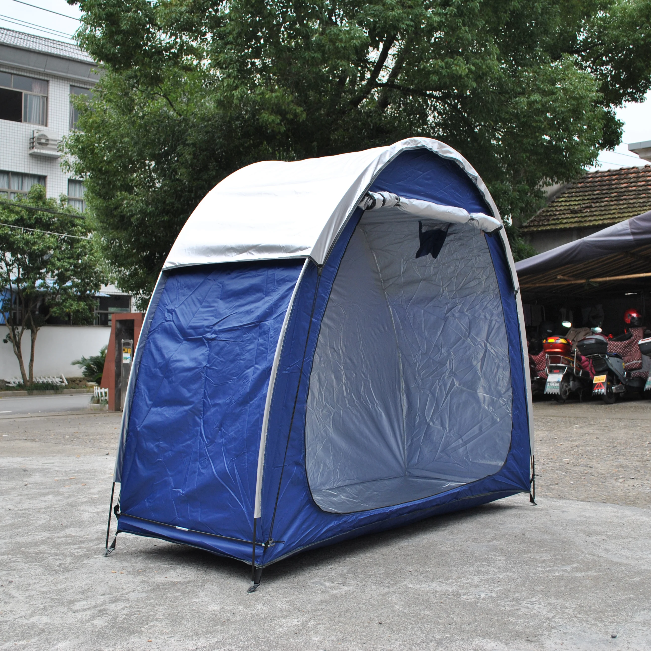 

Add Raincover Blue Bike Tent Bike Storage Shed tent,Bicycle Storage Shed,bike cover,Outdoor Storage Tent by 210D Siliver coated