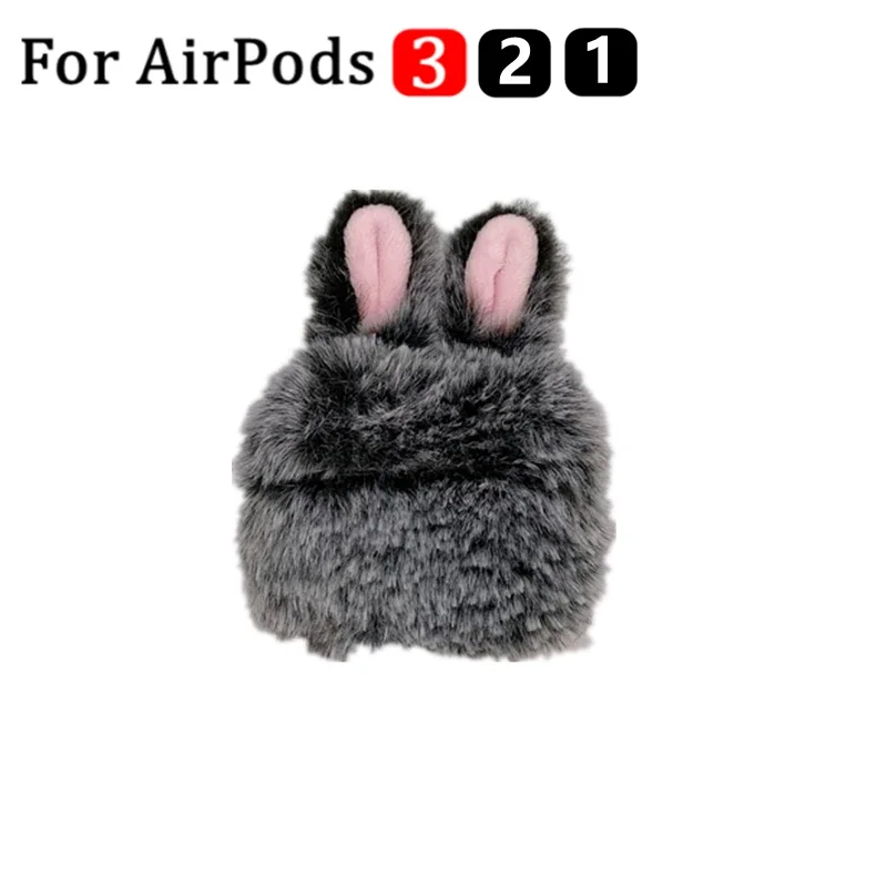 Luxury Case For Apple AirPods 2 1 Cute Plush Rabbit Case Sleeve Pods3 Protective Cover Winter Fashion Fundas For AirPods Pro