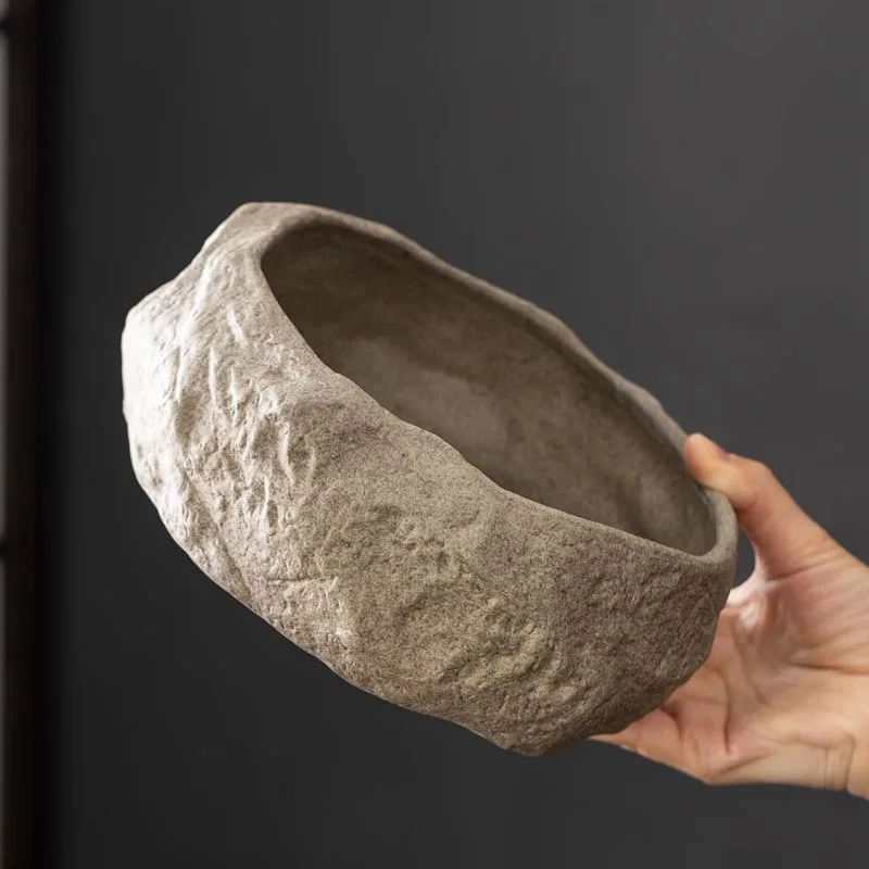 Ceramics Flower Pots Indoor Decor Copy Stone Pot Aquatic Plants Applicable Outdoor Water Planting Home Gardening Supplies