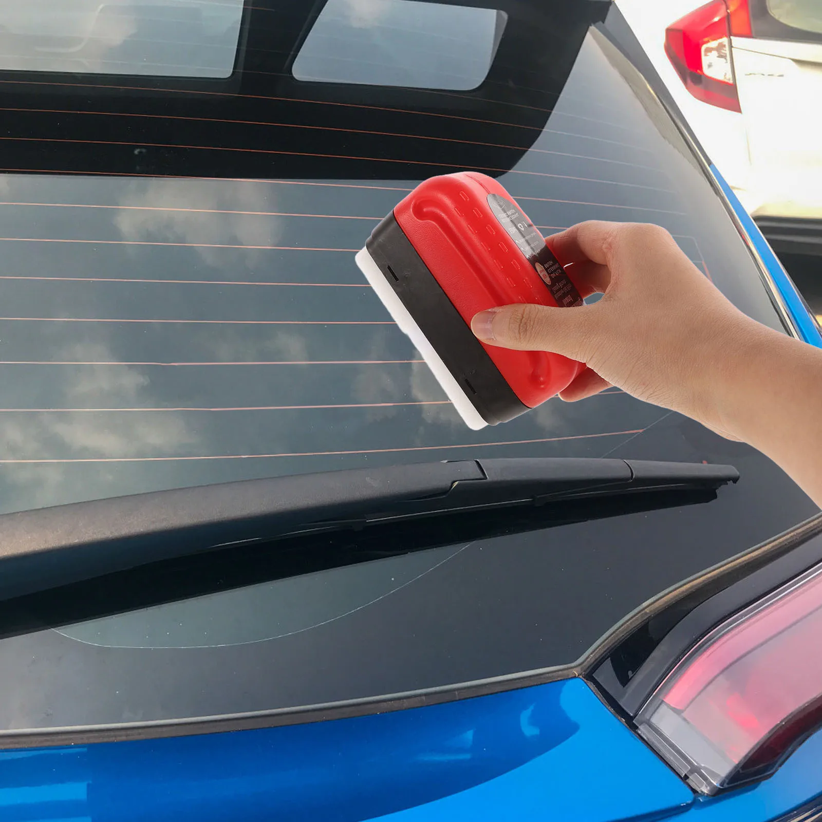 

Oil Film Remover Red Car Glass Cleaning Tool For Windshield Windows Mirrors Dual Use Dry Wet Durable Brush Automotive Oil