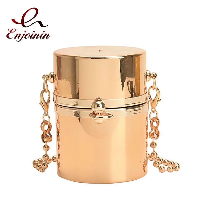 

Mini Alloy Small Box Chain Purses and Handbags for Women Party Evening Bag Designer Simple Wedding Crossbody Bag Gold and Silver