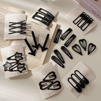 3PCS/Set Black Hair Clips Versatile Minimalist Set Side Broken Hairclips Heart-shaped Star Hairpins Simple versatile Hairclips