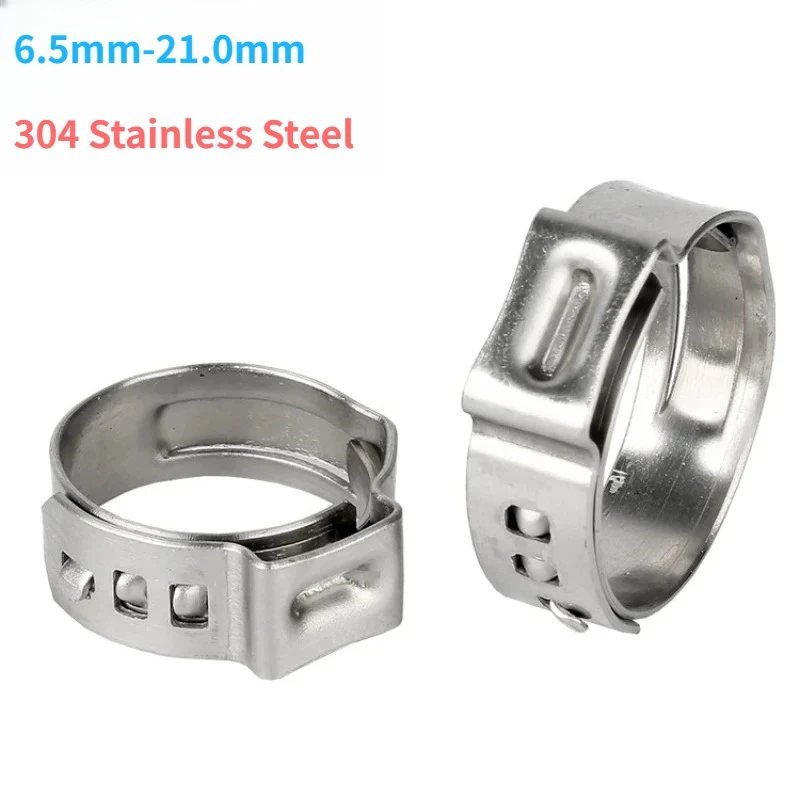 6.5mm-21.0mm 304 Stainless Steel Single Ear Hose Clamps with Pliers Hose Mini Clips One Ear Stepless Pipe Clamp