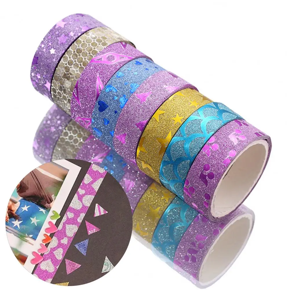 10 Rolls Glitter Washi Tapes Kleur Masking Tapes Diy Nail Art Briefpapier Scrapbooking Decoratie Plakband Schoolbenodigdheden