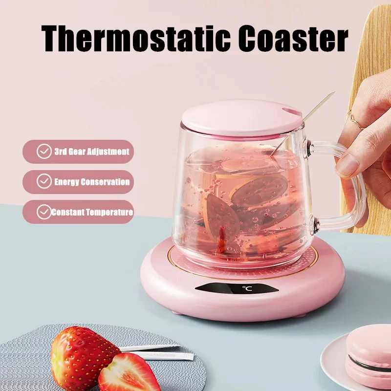 1PC Thermostatic Heating Coaster USB Home Heating Coaster 3-speed Adjustment Heating 55 Degrees Constant Temperature