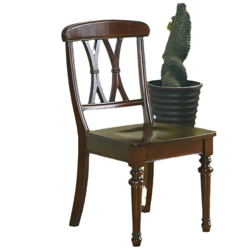 

American style, all solid wood, dining chair, leisure chair, backrest, home, European retro, restaurant