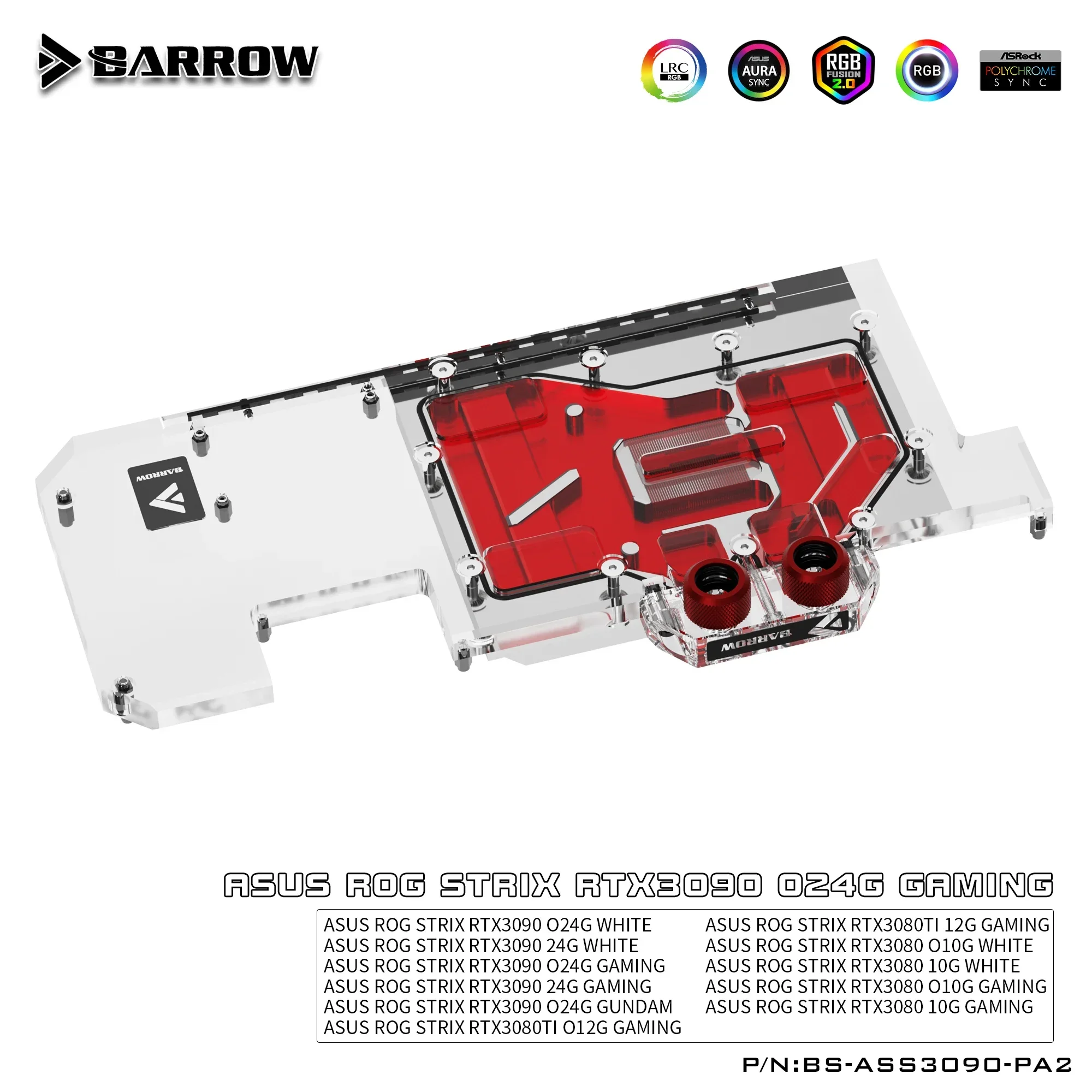 Carrinho de mão gpu bloco de água backplane de refrigeração para asus rog strix rtx 3090 3080 jogos, placa traseira refrigerada a água, BS-ASS3090-PA2 b