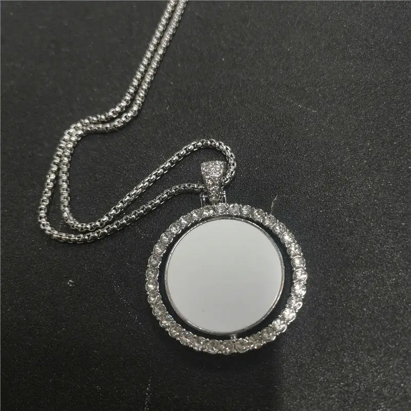 sublimation blank photo big round necklaces pendants hot tranfer printing consumable  30mm  two sided printing 10pcs/lot