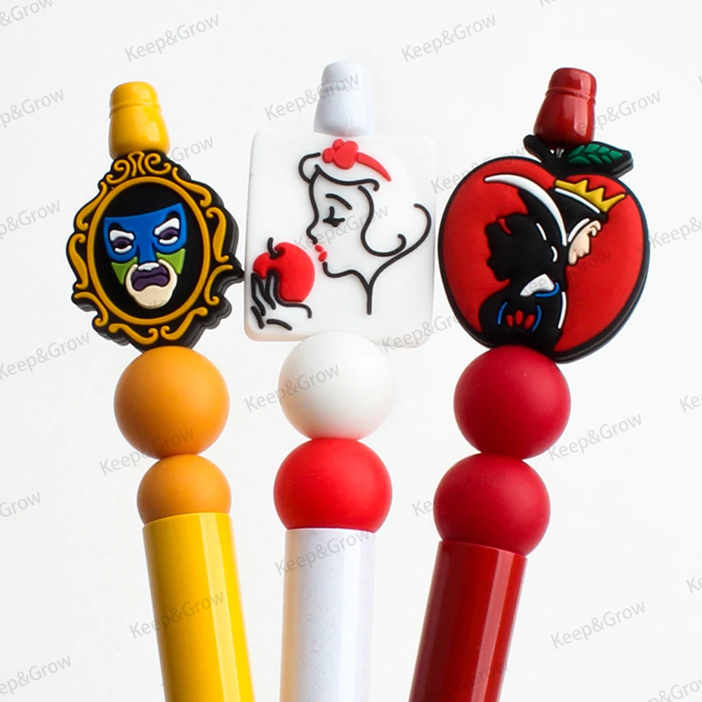 5/20/50Pcs Princess Silicone Beads Apple Queen Cute Focal for Jewelry Making Handmade DIY KeysChain Pen Beaded Accessory Decor