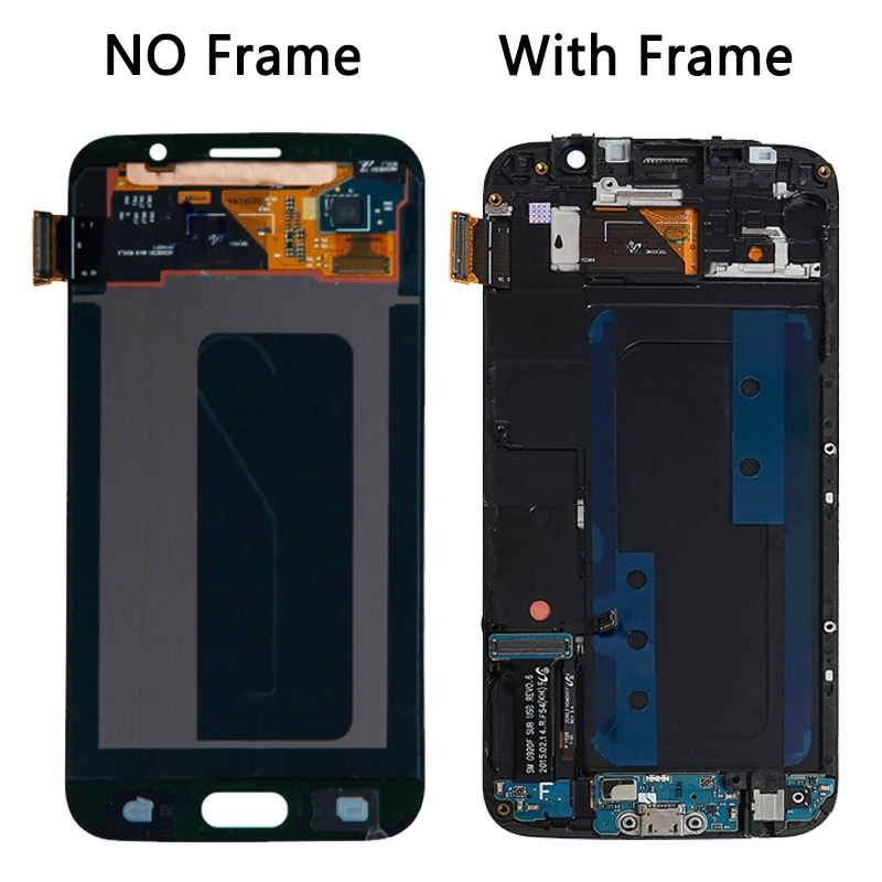 Super AMOLED 5.1\'\' S6 LCD for SAMSUNG S6 G920 SM-G920F G920F G920FD With Frame Touch Digitizer Assembly With Cover