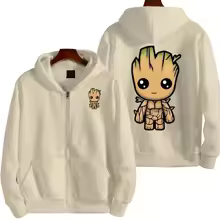 Men I Am Groot Cartoon Zipper Hoodie