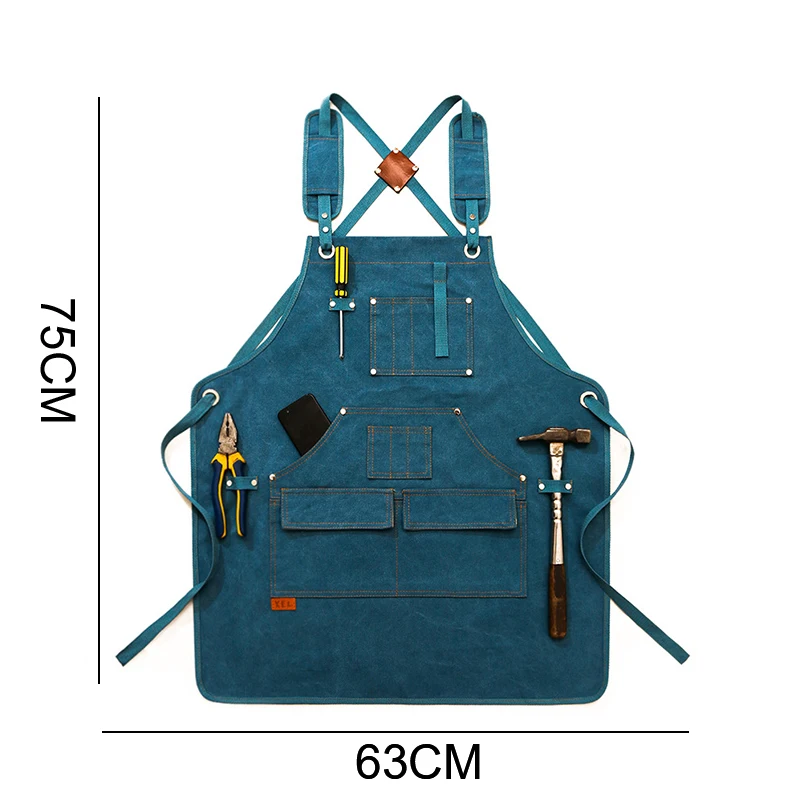 New Canvas Work Apron Waterproof Gardening Apron For Woman Men Stain-Resistant With Pockets Kitchen Aprons For Grill Woodworking