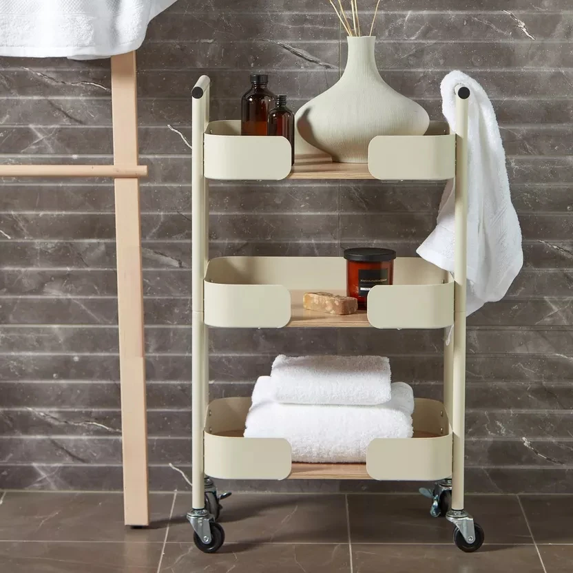 3-Tier Rolling White Salon Trolley Cart, Portable Beauty Storage Organizer, Spa Equipment Shelf, Hair Salon Tool Cart