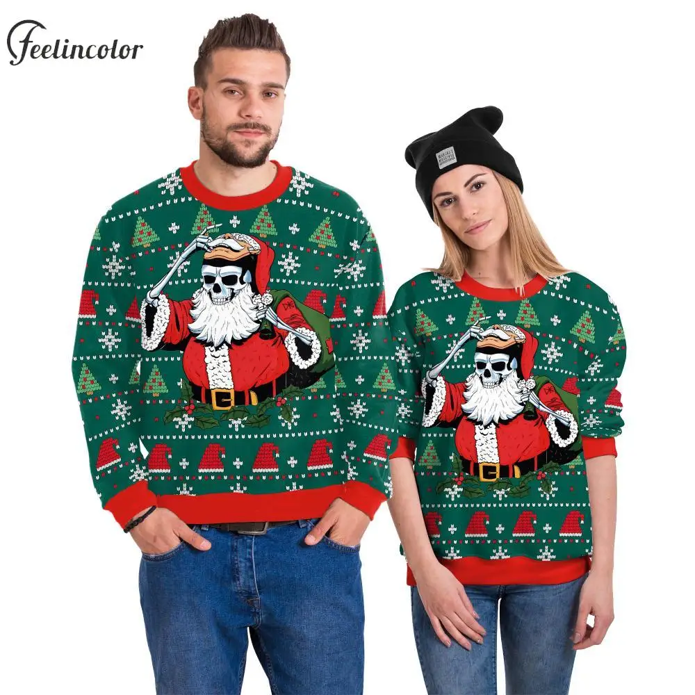 Ugly Christmas Sweatshirts Sweater Print Streetwear Couple Oversized Crewneck Pullover Xmas Party Cosplay Clothes for Women Men