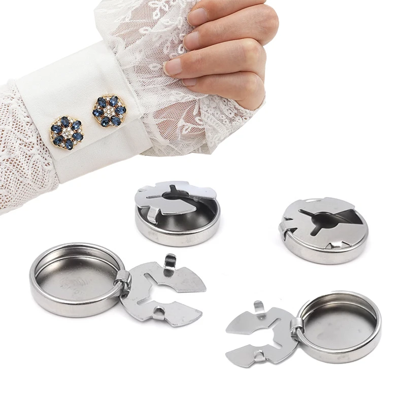 5 Pieces Blank Button Cover Cufflinks Base Stainless Steel Button Cover Cufflinks for Shirt Cuff Jewelry Making Accessories
