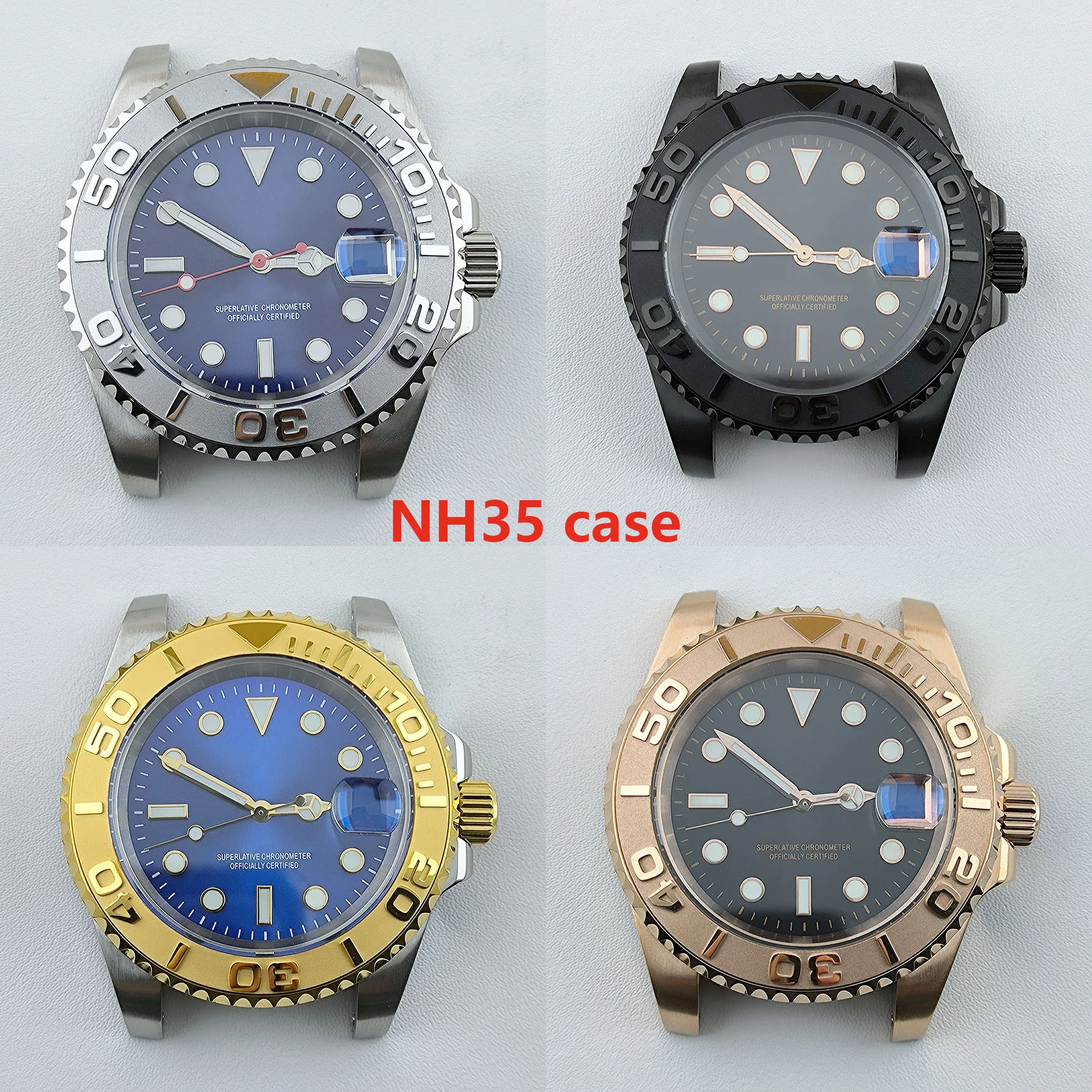 40mm NH35 Case Dial Hands Stainless Steel Sapphire Glass Waterproof Watch for Yacht-master NH36 Automatic Mechanical Movement