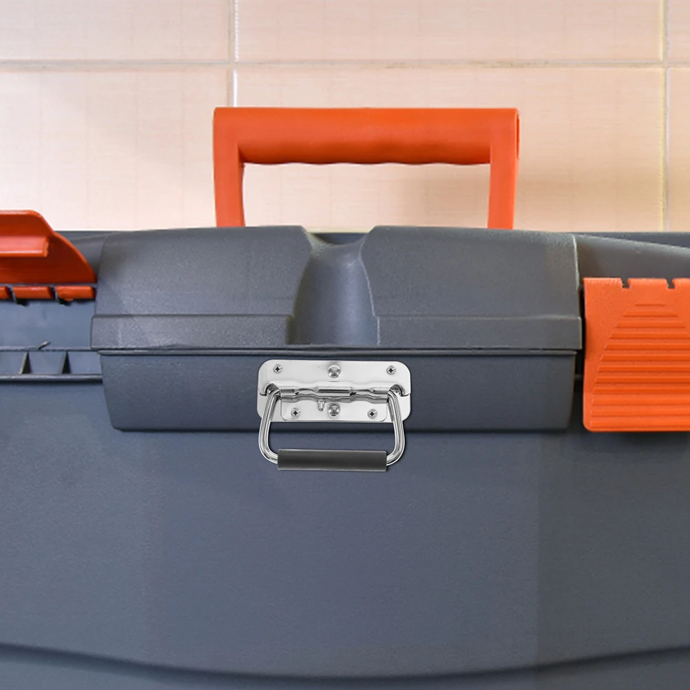 

2Pcs Metal Chest Handles Spring Loaded Heavy Duty Rubber Grip Toolbox Case Equipment Replacement Surface Mount