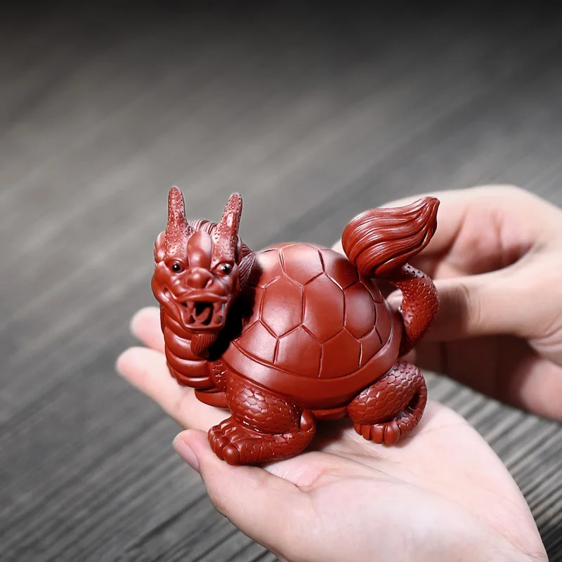 Yixing Purplue Sand Tea Pet Handmade Creative Tea Ceremony Decoration Dahongpao Tea Dragon Turtle