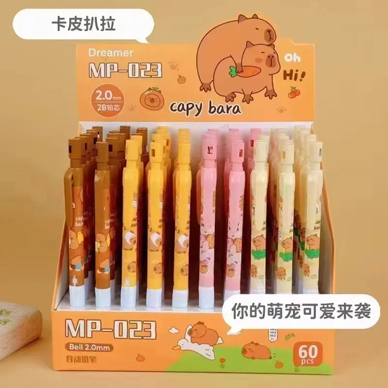 New 4Pcs/Set Capybara Mechanical Pencil 2.0mm Lead Cartoon HB Sketch Writing Automatic Pencil Refills Kids Stationery